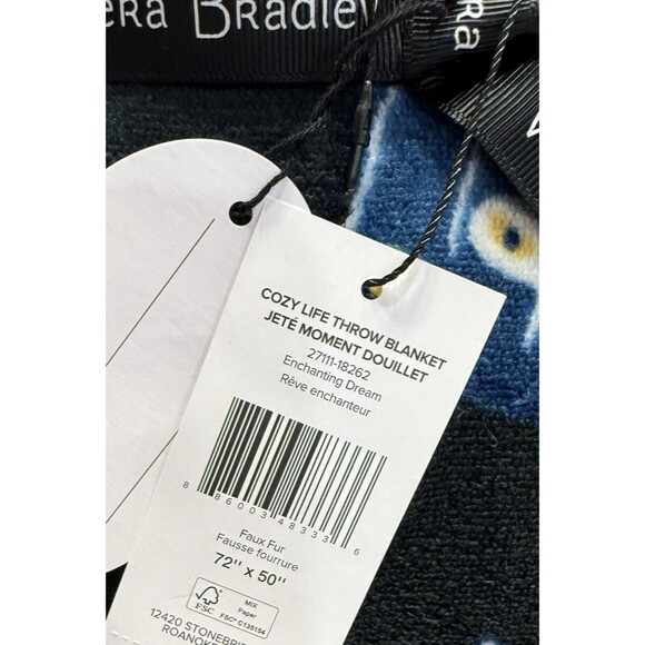 Vera Bradley Enchanting Dream Cozy Unicorn Plush Throw Blanket 72"x 50" Black - Picture 5 of 7